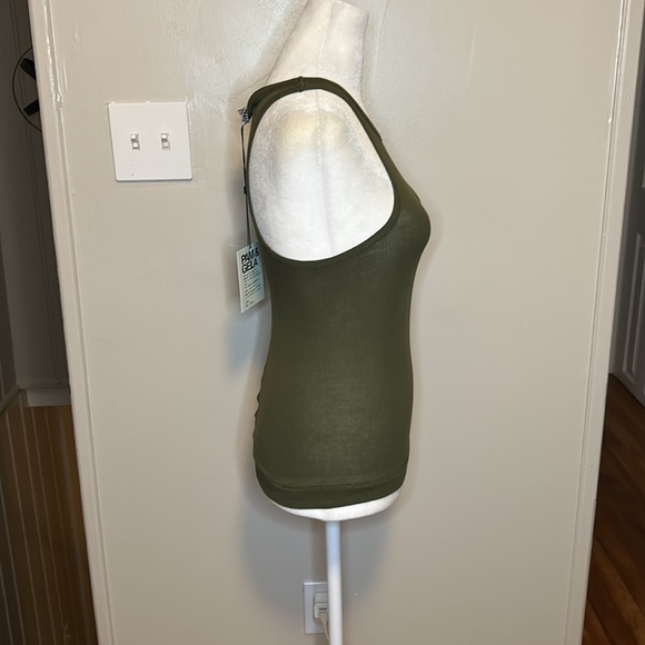Pam & Gela Skinny Rib Tank in Army NWT Size P Extra Small - Picture 4 of 8